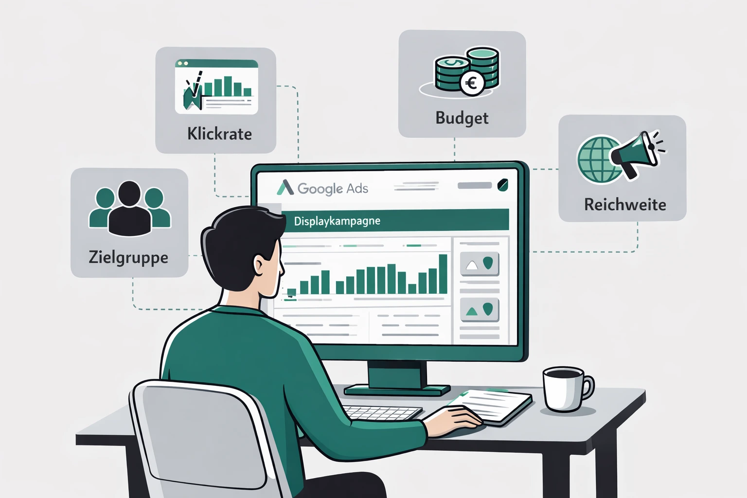 Illustration: Optimierung einer Google Displaykampagne am Dashboard