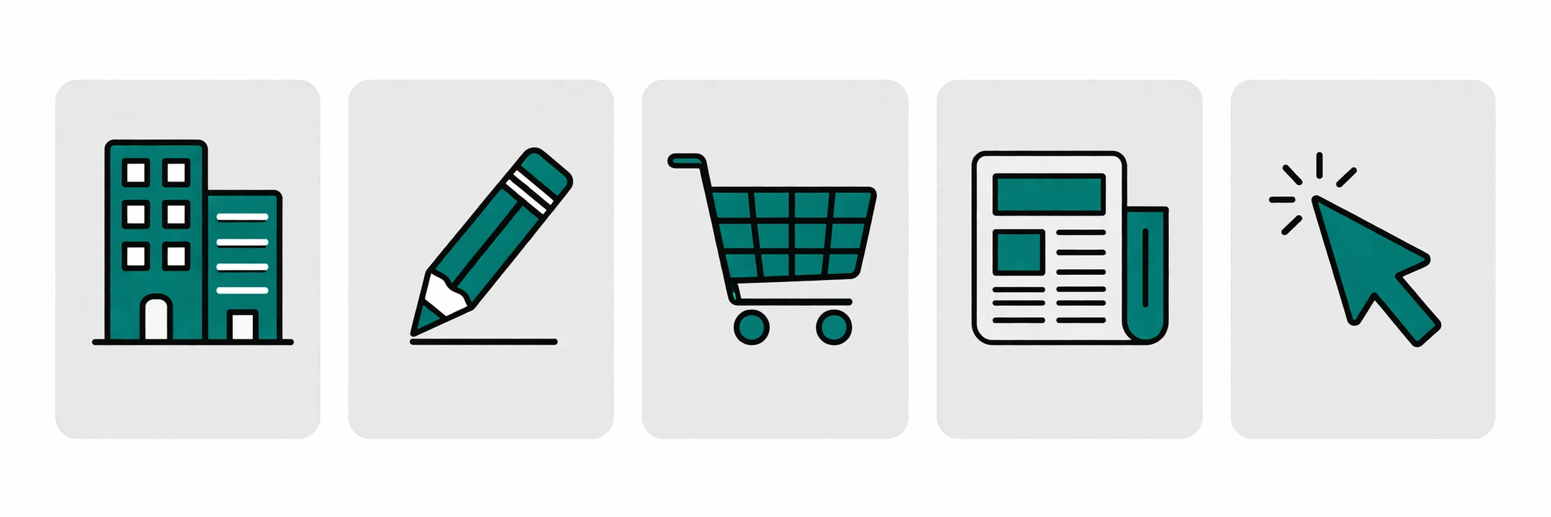 Fünf Anwendungsszenarien für WordPress als horizontale Icon-Kacheln